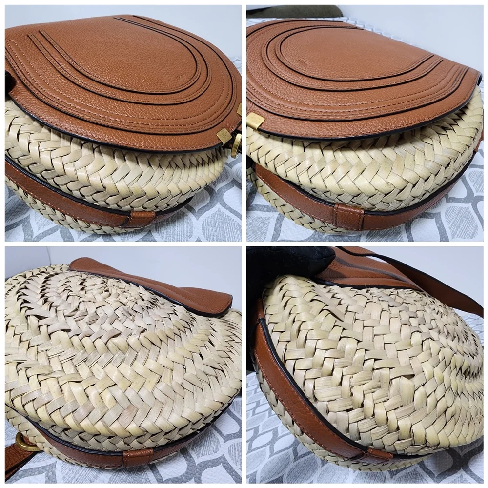 Chloé Raffia Crossbody Bag Brown/Cream